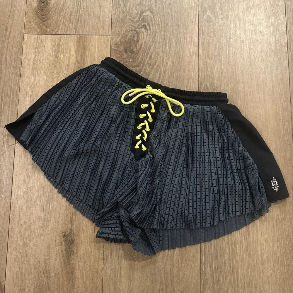 Free Movement Free People Women's Pleated Lace Up Lined Run Shorts